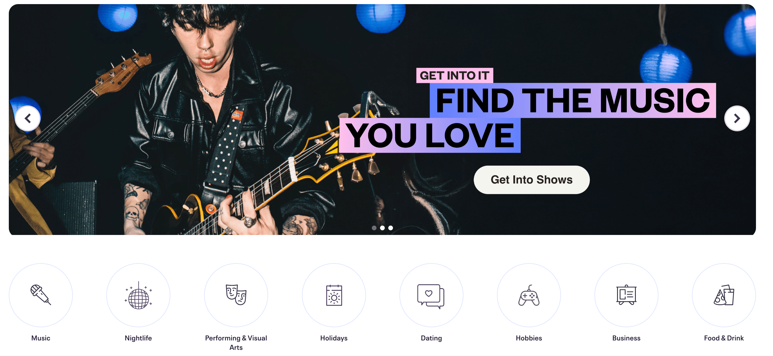 Eventbrite user interface
