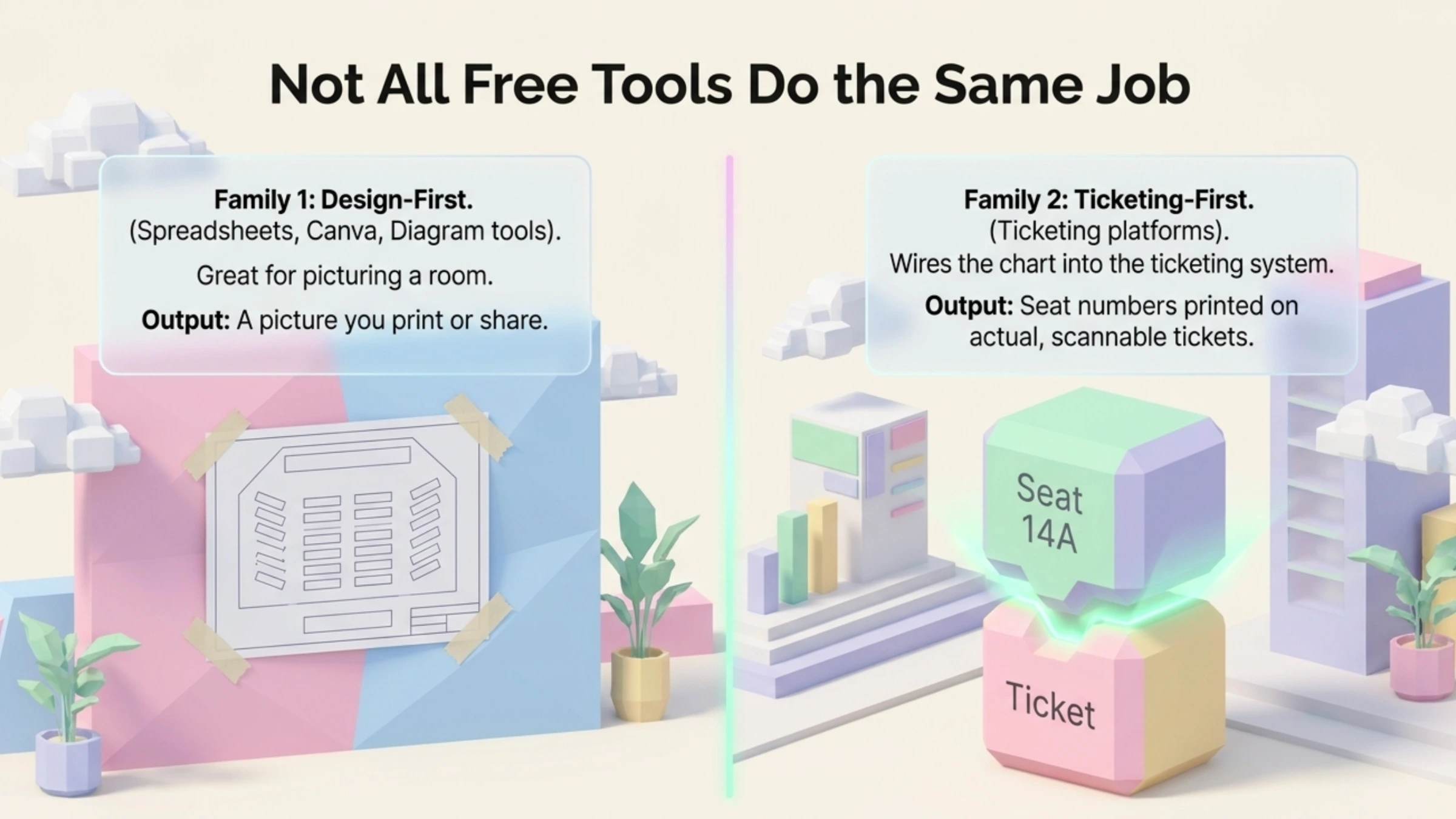 Two types of free seating tools