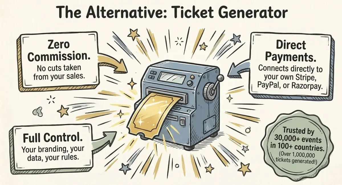 alternative ticket generator zero commission direct payments control