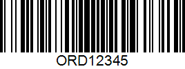 Create Event Tickets with Barcode sample: close-up Code 128 image labeled ORD12345, illustrating unique ticket identifier