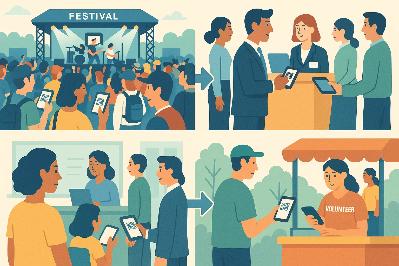 QR Code Ticket Generator powering smooth check‑ins at a festival, classroom, and volunteer booth.