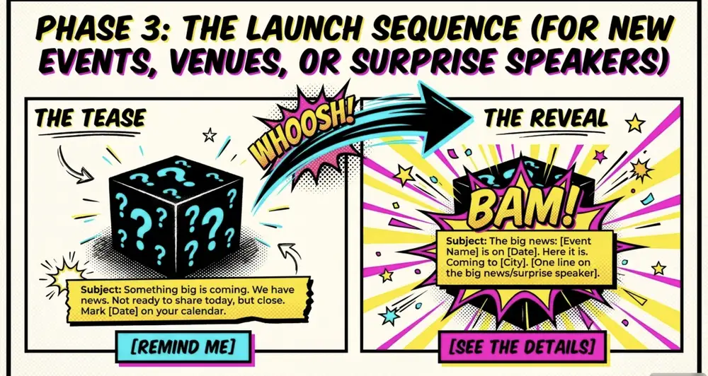 email phase 3 launch sequence tease and reveal