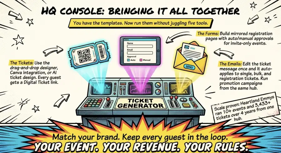 ticket generator hq console tickets forms emails